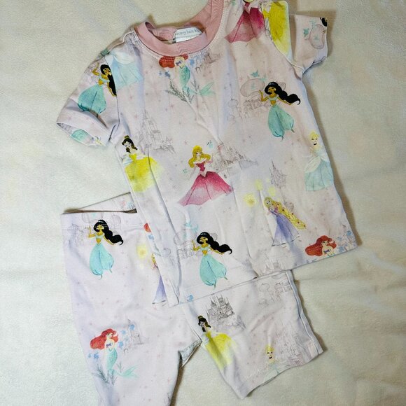 Pottery Barn Kids | Organic Disney Princess Shorts Pajamas Set | Light Pink - Picture 2 of 6